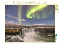 Calvendo Puzzle Northern Lights Over Godafoss Waterfall In Iceland | 1000 Pieces