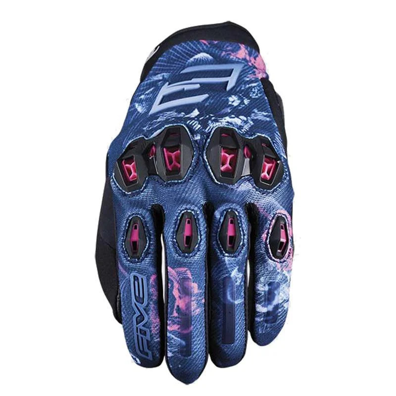 Gants moto femme Five Stunt Evo 2 Flower été en cuir de chèvre rose