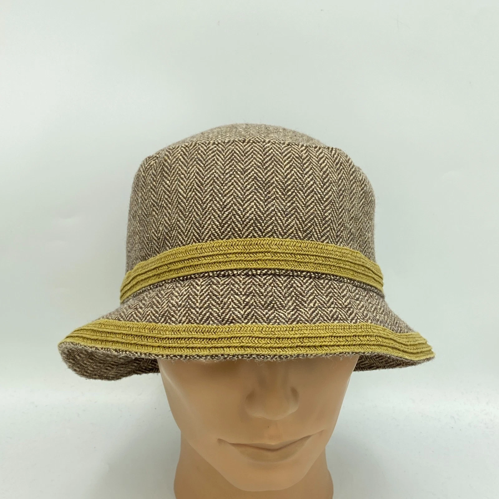 Giovanni Bucket Hat Mens One Size Brown Herringbone Winter Classic Outdoor
