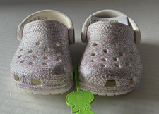 0465 Crocs Kids Classic Glitter Clogs Kid's Shoes Mystic Glitter Sz 4C