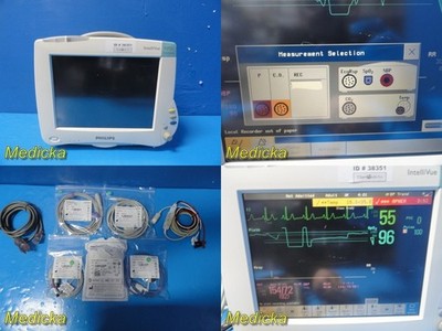 Philips Intellivue MP50 Monitor W/ MMS; Press; CO; Print Modules & Leads ~ 38351
