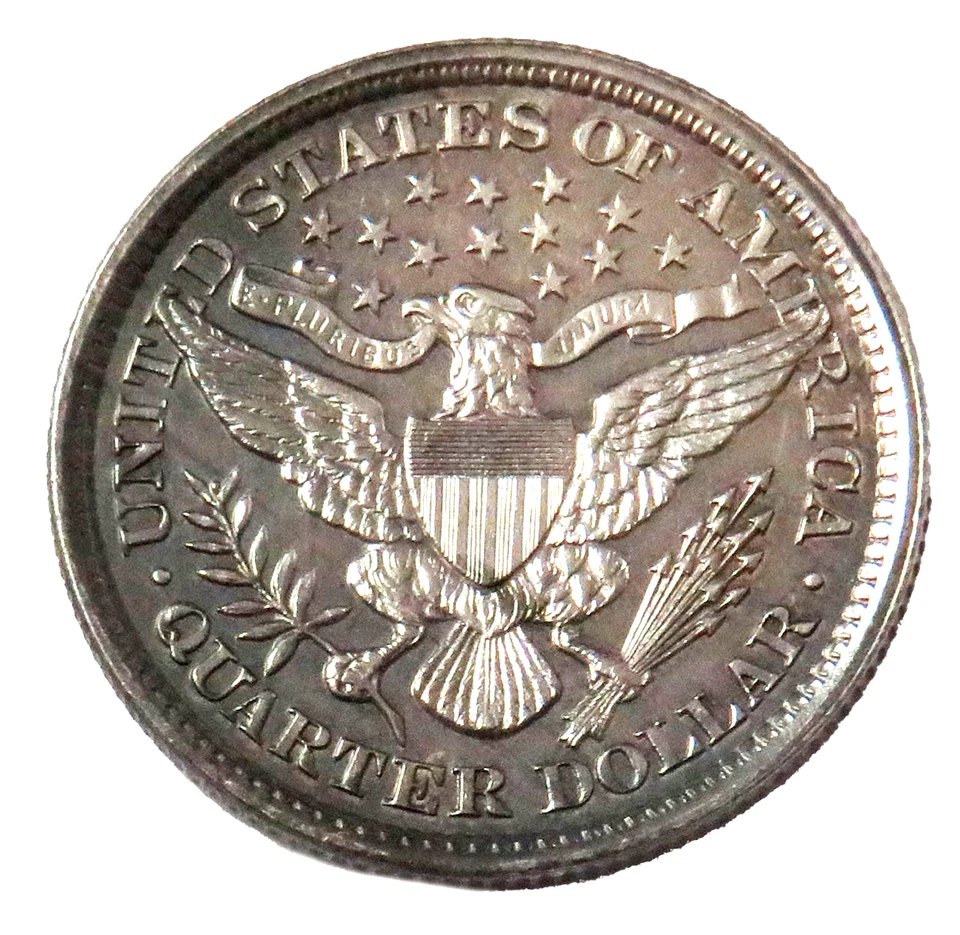 1895 USA PROOF SILVER BARBER QUARTER 880 MINTED ORIGINAL CHOICE PROOF CONDITION - Image 2 of 2