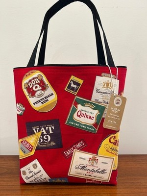 13 Mid Century Cocktails Barware Liquor Labels Vintage Wilendur Tablecloth Tote