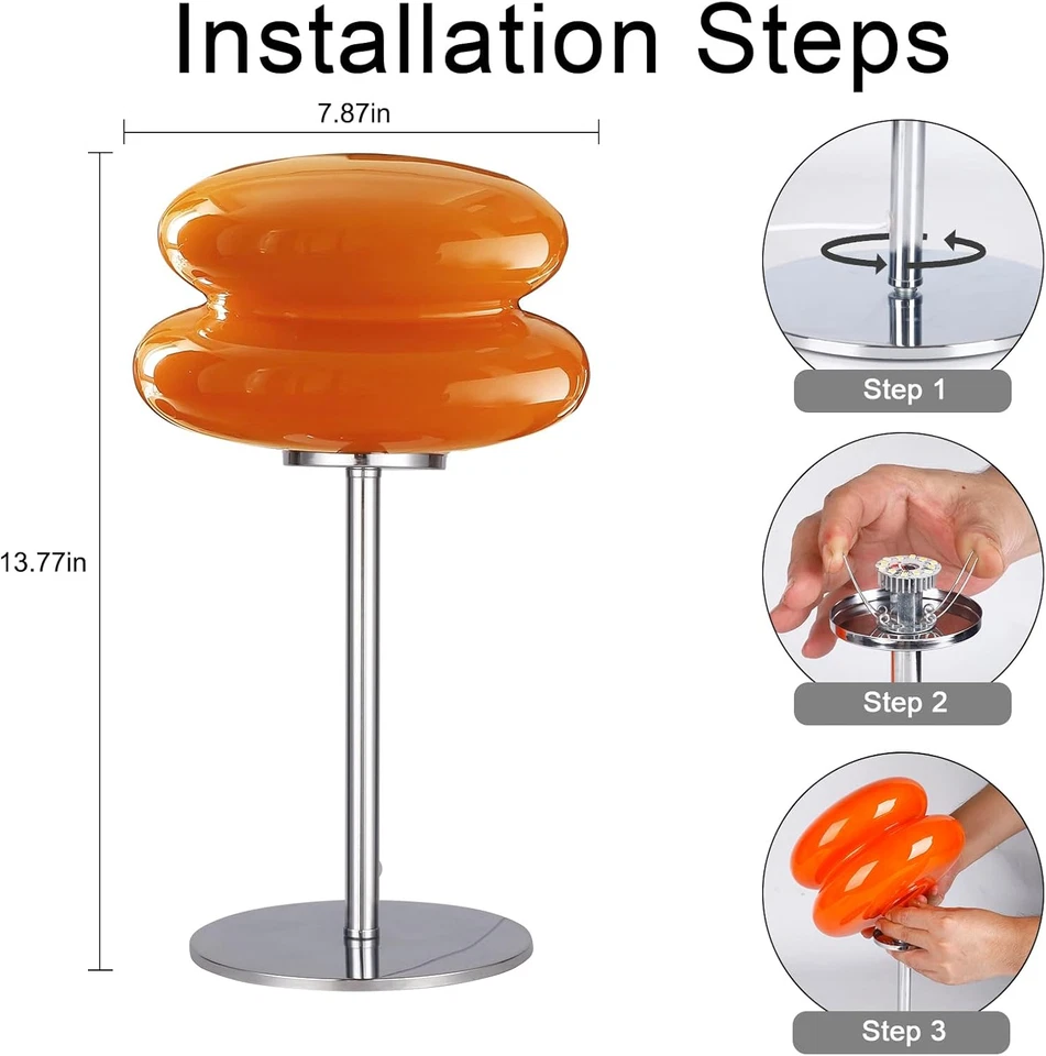 Lámpara Moderna Mediados de Siglo para Mesita de Noche Lámpara de Mesa para Dormitorio, Regulable Retro Eg Foto 2 de 4