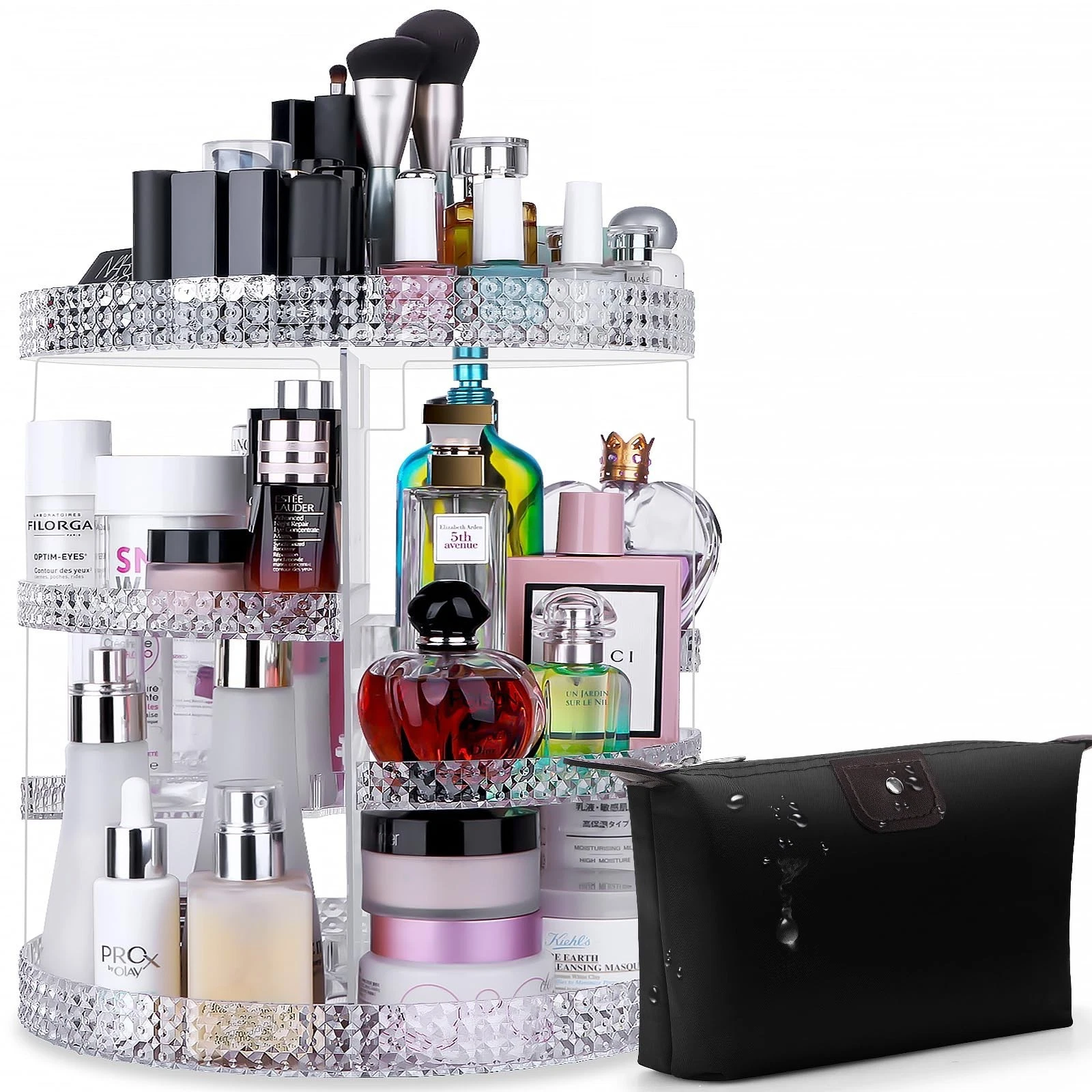 Awenia Makeup Organizer 360-Degree Rotating, Adjustable Makeup Storage, 7 Lay...