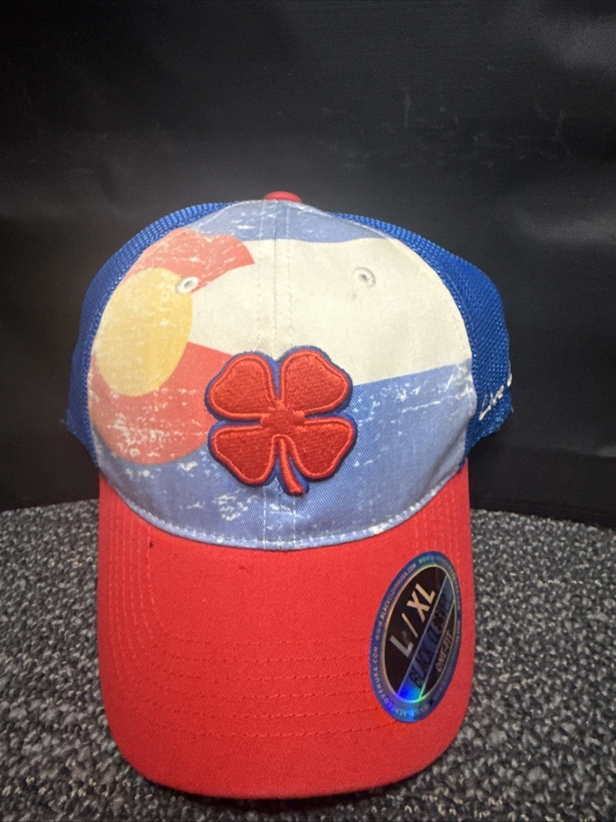 Black Clover Colorado Flag Live Lucky Flex Fit Hat 2008 Blue & Red L/XL