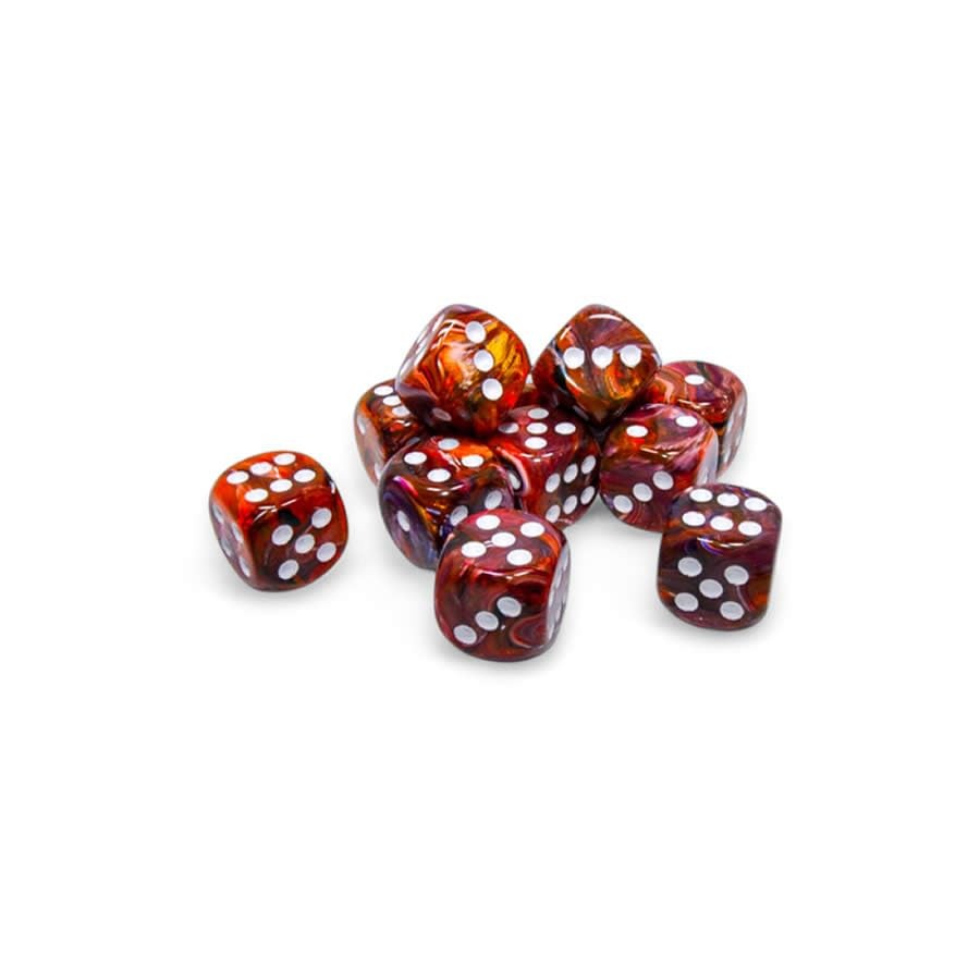 Symphony Festive Dice with White Pips D6 16mm (5/8in) Pack of 12 Chessex
