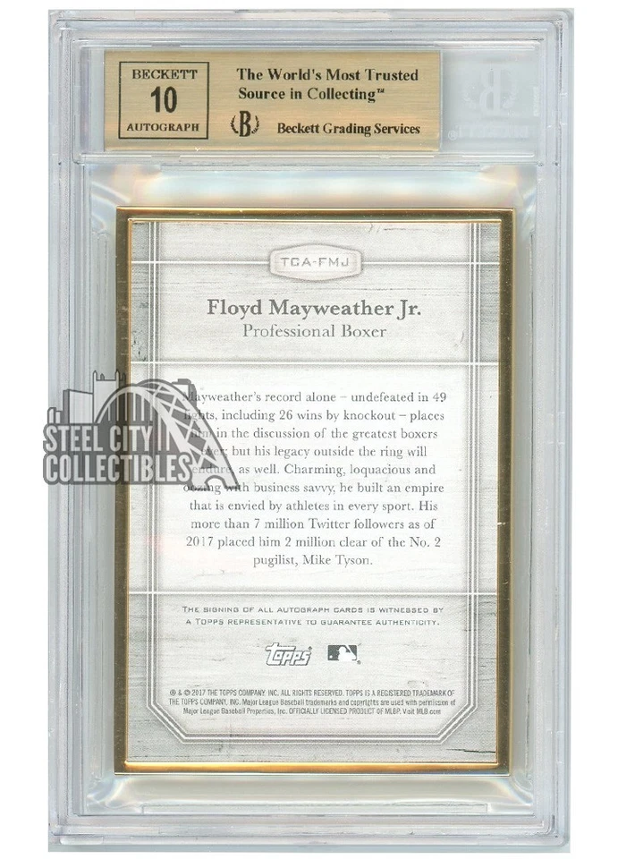 Floyd Mayweather Jr 2017 Transcendent Autograph Purple 5/10 BGS 9.5 AUTO 10 - Image 2 of 2