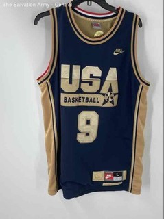 Nike Mens Blue Gold Olympic USA Michael Jordan 9 Basketball Team Jersey Size L