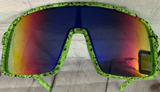 Youth Sunglasses Sheild Style Polarized Lens Citrus Neon Green Speckled Design