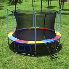 15ft 8 Pole Round Trampoline Enclosure Net Fence Replacement Safety Mesh ting