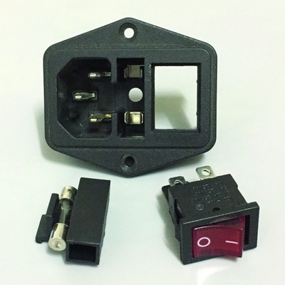 Inlet Module Plug 5A Fuse Switch Male Power Socket 10A 250V 3 Pin IEC320 C14