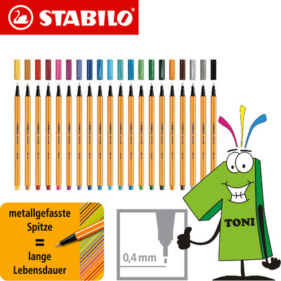 10 x Stabilo Point 88 Fineliner versch. Farben Schwan Point88 Tintenschreiber 