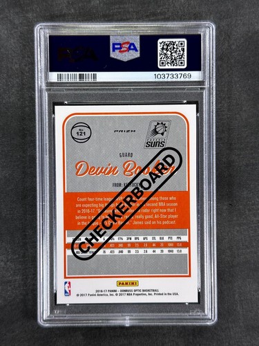 2016-17 Panini Donruss Optic #121 Devin Booker Checkerboard Prizm PSA 10 Gem - Picture 2 of 2