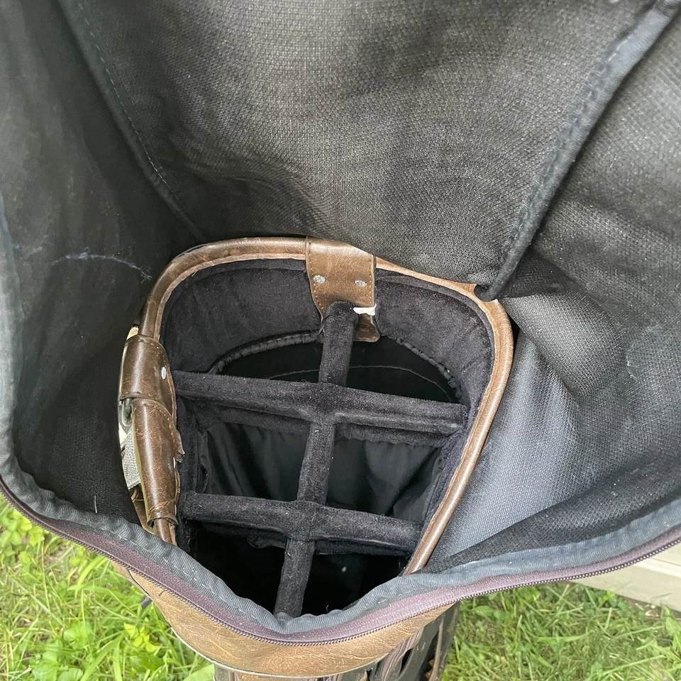 Bolsa de golf de colección Mizuno Omega UC de cuero negra multi bolsillo 6 vías con cubierta para lluvia Foto 3 de 4