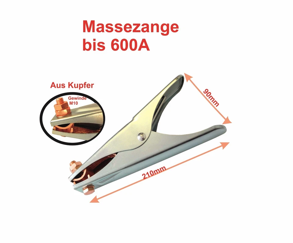 ELEFTHIKO Masseklemme Massezange Erdungsklemme bis 600A, M10 Kupfer, Kupferbandverbindung