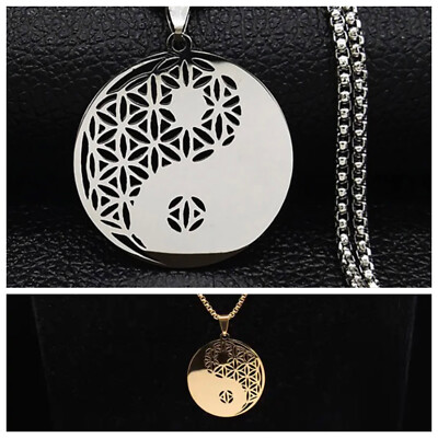 Kette Anhänger Edelstahl Gold Silber Yin Yang Yoga MS1-2936