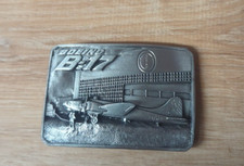 Boeing WWII B17 Bomber Airplane 3D Pewter Belt Buckle Vtg 1985 Limited Edition