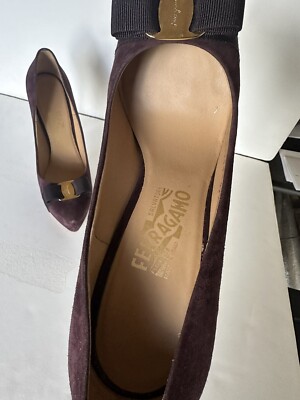 Salvatore Ferragamo Platform High Heels Suede Deep Purple with