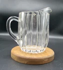 Vtg. Ribbed Glass Pitcher Hobnail Bottom 16oz Juice, Milk Or Lg Creamer 5" Tall