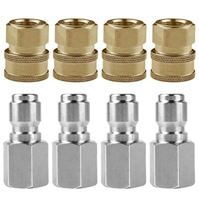 #ad 3 8 Inch NPT Quick Connect Pressure Washer Adapter Kit 5000 PSI 4 Pairs $35.68