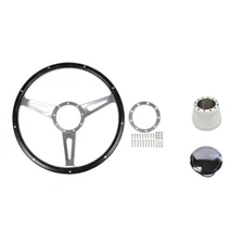 CJ Classic Trucks Steering Wheel Kit 15” Black Forest Woodgrain 9-Bolt With S...