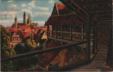 Old postcard Rothenburg view from the weirgang GERMANY (1076454)