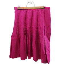 Vintage Talbots Skirt Hot Pink Pleated Linen Side Zip Size 12 Made In USA