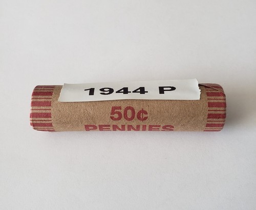 1944 P Lincoln Wheat Cent, Circulated Roll - Picture 2 of 3