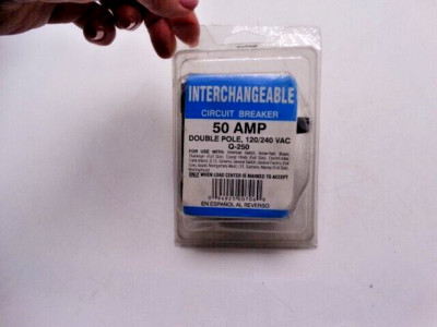 Interchangeable Circuit Breaker -50 Amp Double Pole, 120/240 VAC New Q250