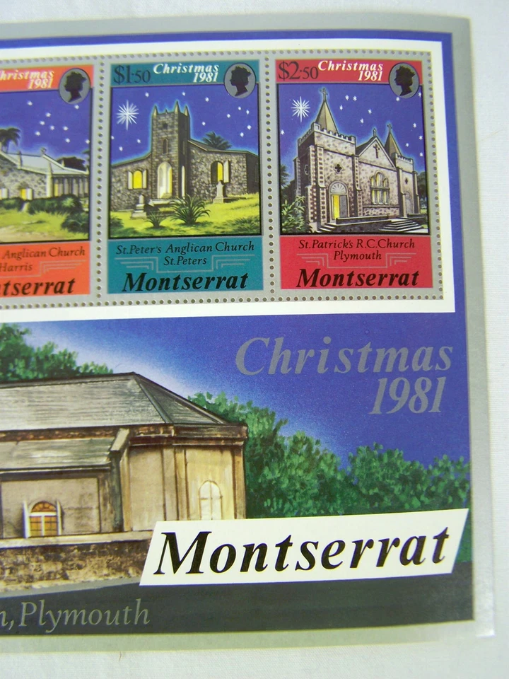 Juego de estampillas iglesias Navidad 1981 de Montserrat Foto 2 de 4