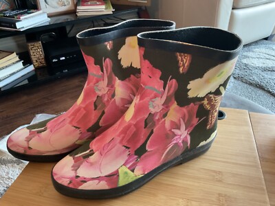 Dirty Laundry Women Sweet Child Floral Short Rubber Rain Boots Size Eur39/US 8
