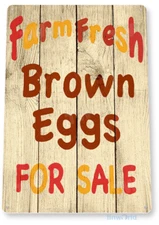 TIN SIGN Farm Fresh Brown Eggs Metal Sign for Kitchen Farm Coop, Tinworld B985