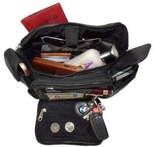 Black Genuine Leather Fanny Pack Waist Bag Travel Work Organizer Sac Men Lady Ph