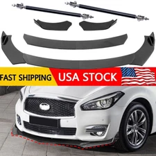 For INFINITI Q50 Q6O Carbon Fiber Front Bumper Lip Splitter+Spoiler Strut Rods