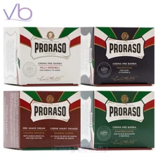PRORASO Pre-Shave Creams | Red, White, Blue, Green | Aloe, Vitamin E, Sandalwood