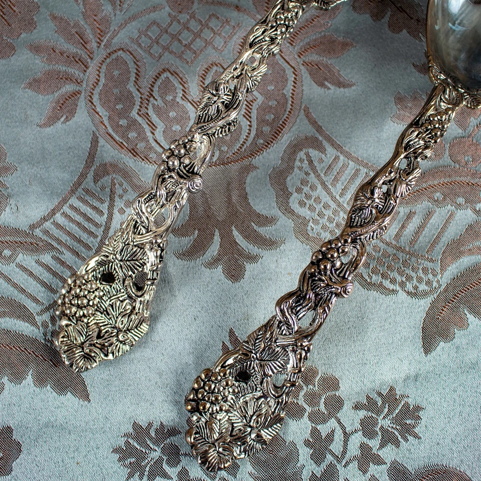 复古 Godinger 镀银花卉勺叉用具 2 件 — 第 3/4 张图片