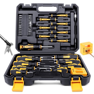 Magnetic Screwdrivers Set with Case, Amartisan 43-piece Includs Slotted,Phillips