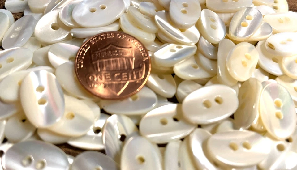 6 Fabulosos Botones de Perla de Río Ovalados Iridiscentes 15 mm Casi 5/8" de Largo 12742 Foto 4 de 4