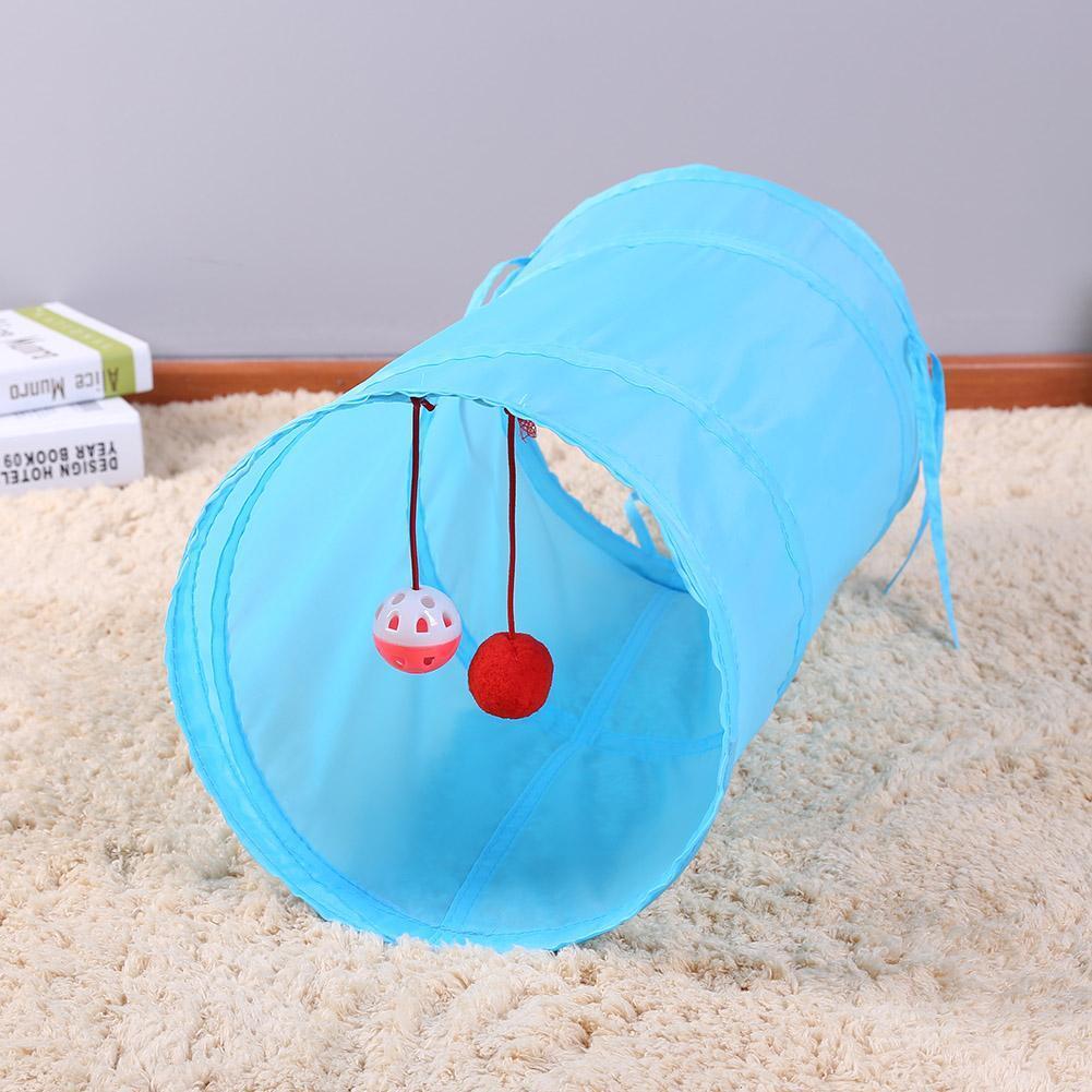 Cat Tunnel Funny Cat Kitten Game Play Toy Collapsible with Two Ball