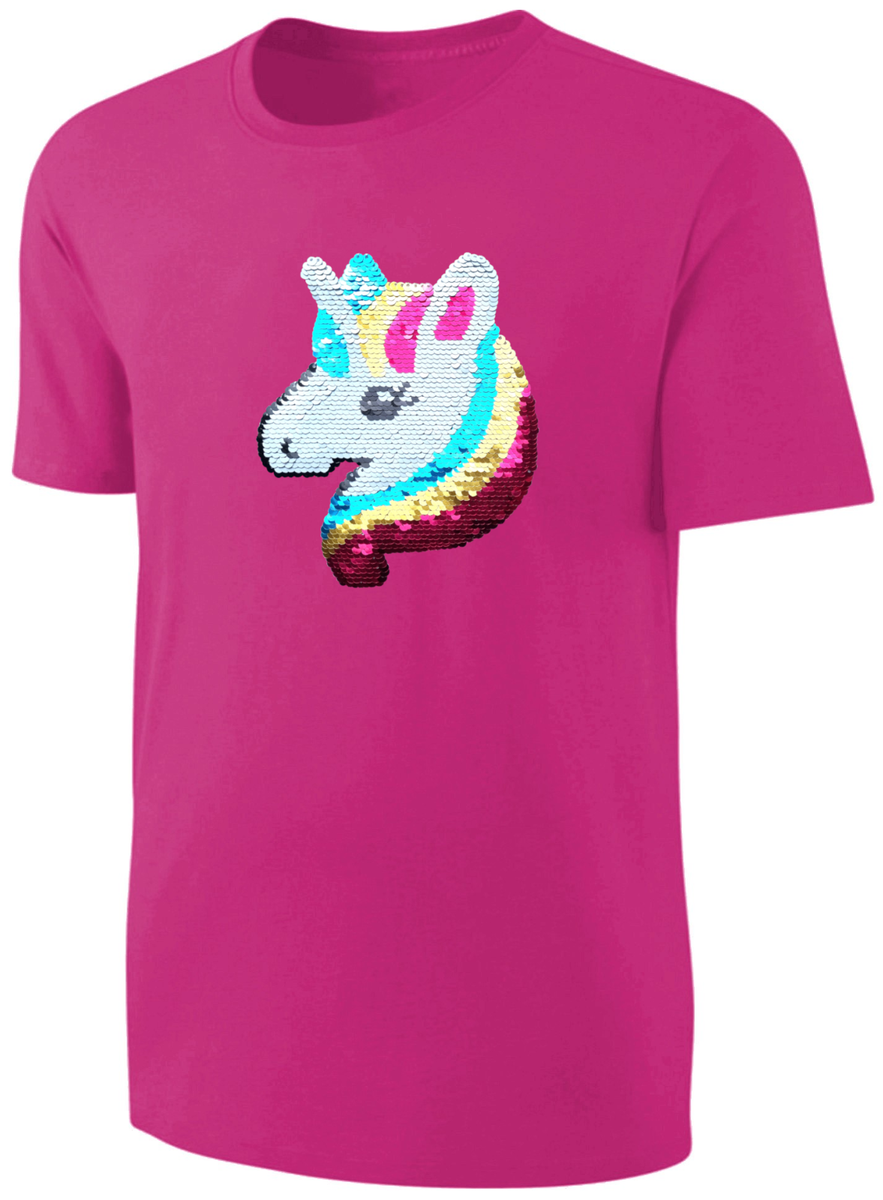 Mädchen Wendepailletten T-Shirt Einhorn Kinder Streichel-Shirt