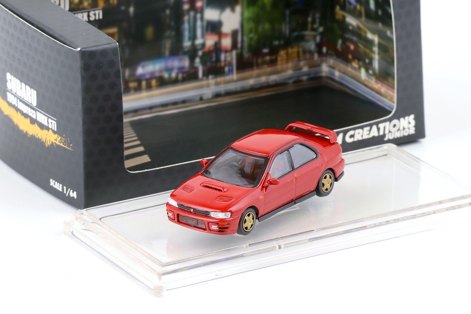 1:64 BMC BM Creations 1994 Subaru Impreza WRX STI RHD Red + Parts & Wheels