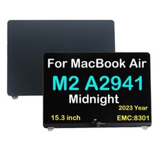 LCD Screen Display Assembly Midnight For Macbook Air 15.3" M2 A2941 2023 Year