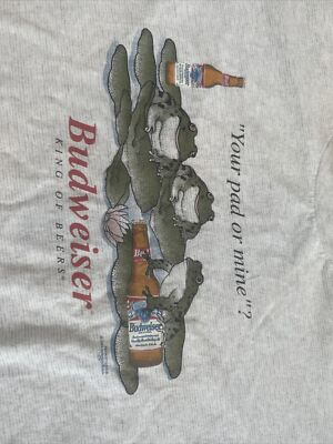 VTG 1995 Budweiser Your Pad Or Mine Frog T Shirt Adult Size XL