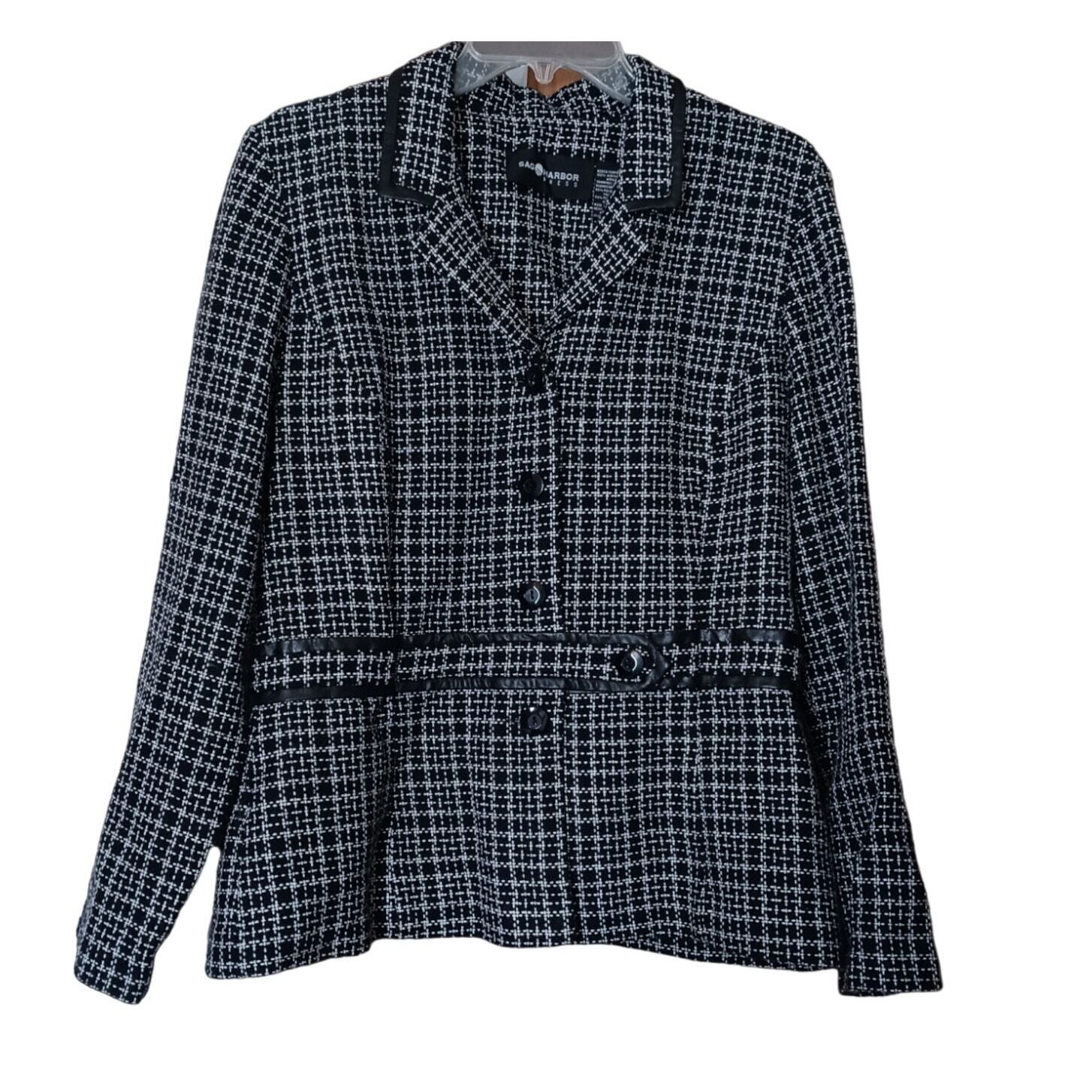 VINTAGE Y2K Blazer Jacket Size Large Black and White Plaid