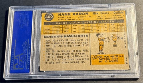 1960 HANK AARON TOPPS #300 PSA 4 (MC) BRAVES HOF (475) - Picture 2 of 2