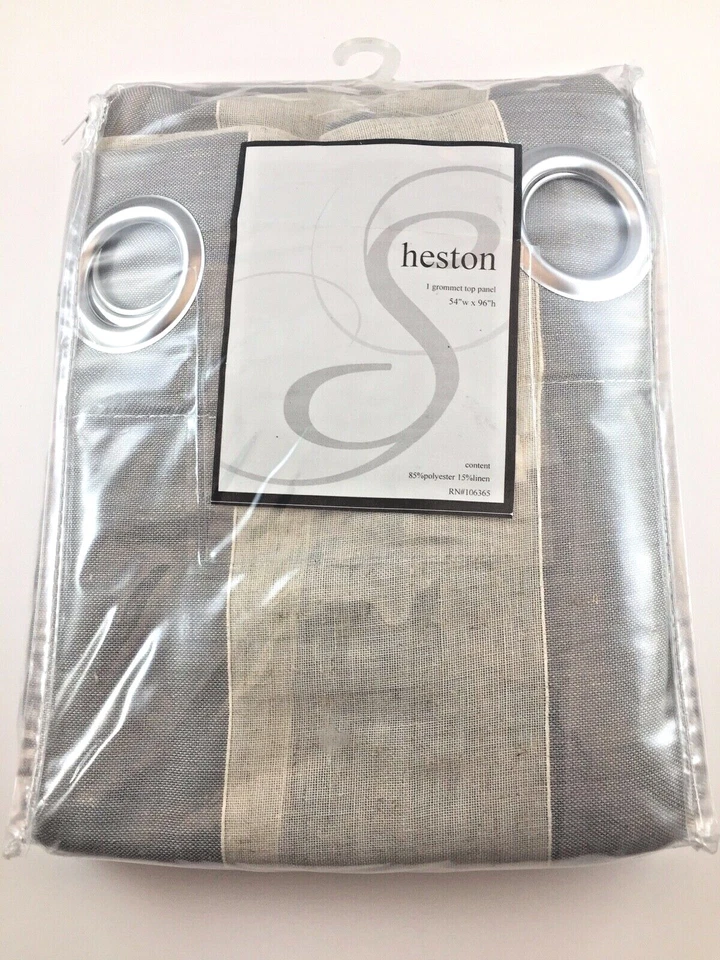 Soft Line Home Fashions - Panel superior con ojal - Heston - 54" x 96" - Gris/Natural Foto 2 de 3
