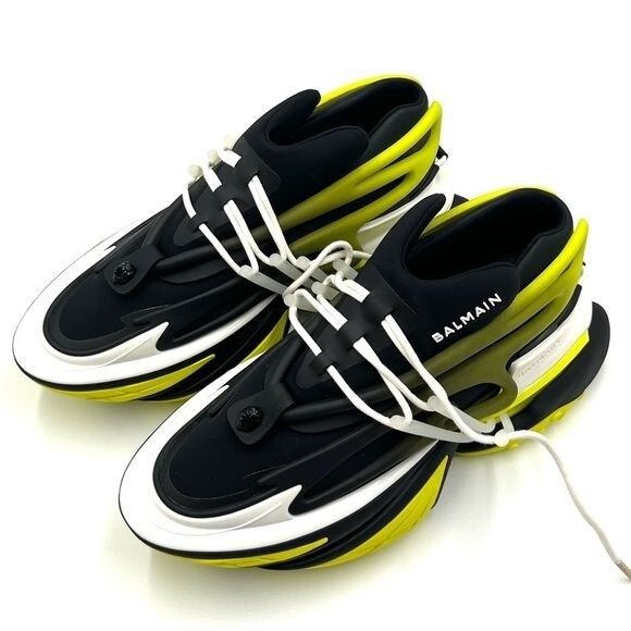 【関税込み】Unicorn Low Sneakers - Balmain - Leather - Yello Balmain Men's Unicorn Neoprene and Leather Low-Top Sneakers
