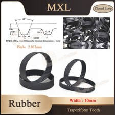 MXL Rubber Timing Belt Width 10mm Closed Loop Belt Black for Pulleys, 3D Printer