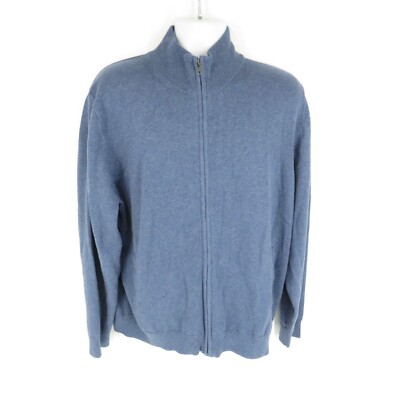 Amazon Essentials Men's Full-Zip Cotton Blue Sweater XL NWT